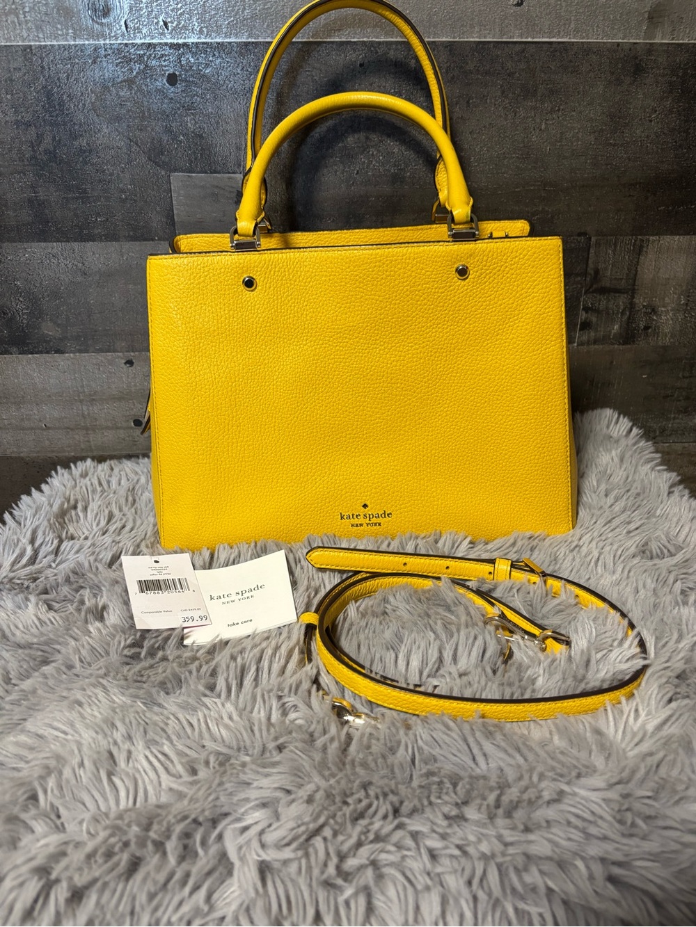 NWT kate spade Sunflower Field LeilaPebbled Leather Satchel with Removable Strap